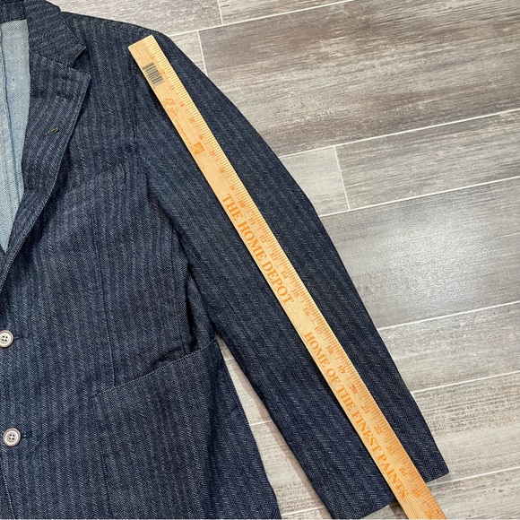 Scott James Denim Pin Stripe Blazer Dark Wash - Picture 7 of 8